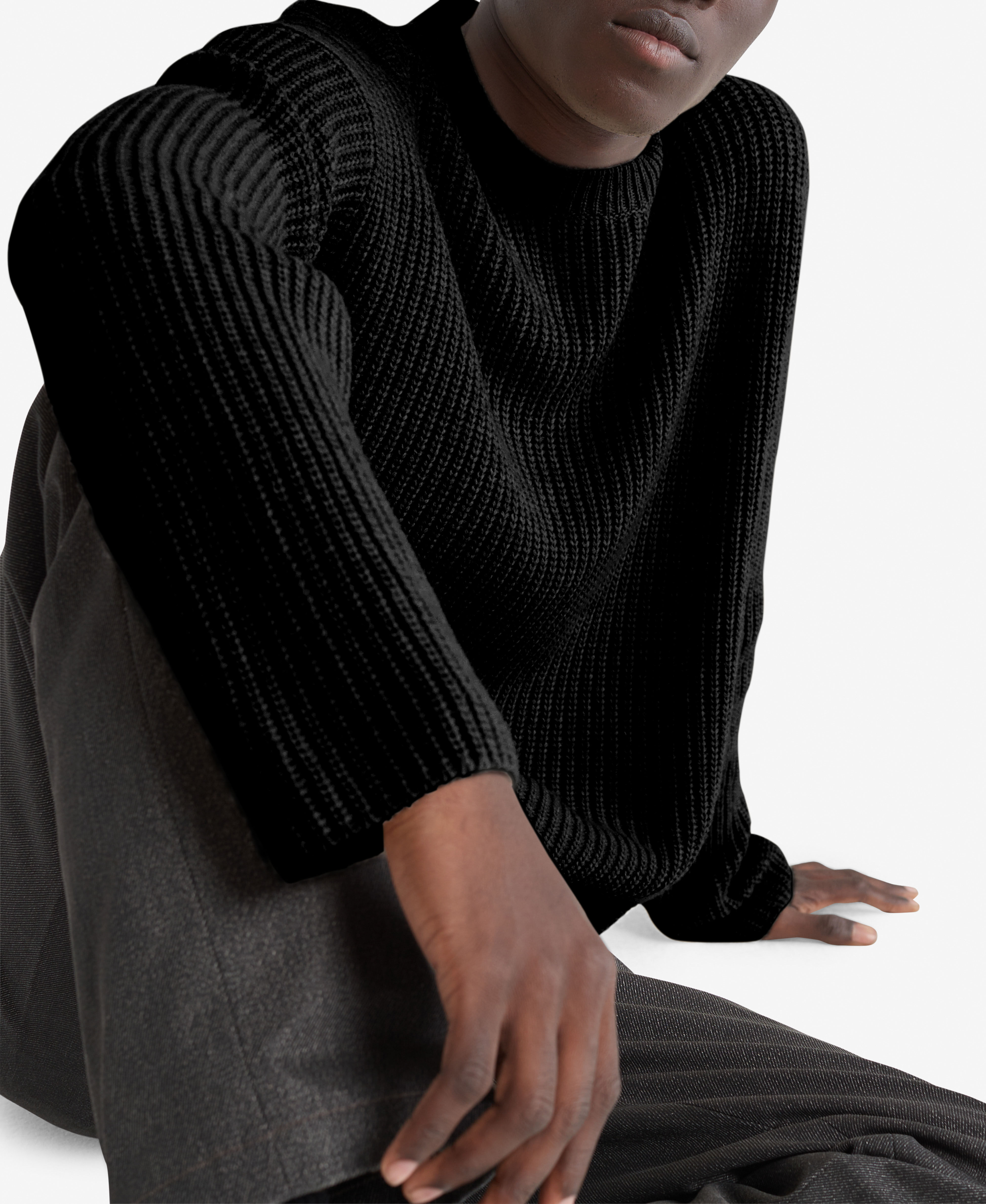 Mens black cheap ribbed turtleneck sweater