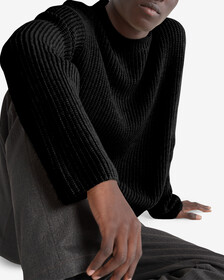 Standards Ribbed Crewneck Sweater, Black Beauty, hi-res
