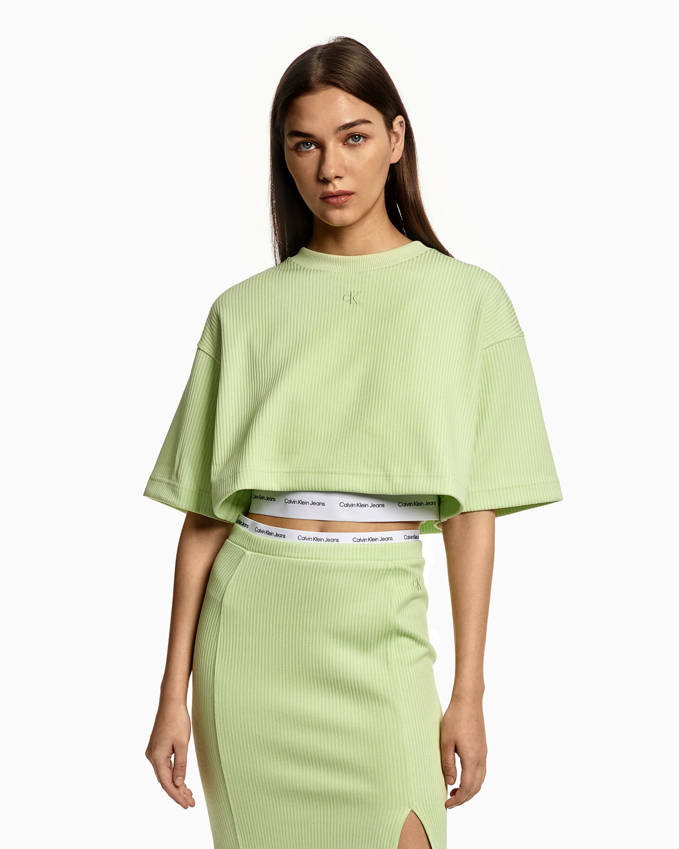 Calvin klein letter printed cheap crop top shorts set