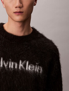 Brushed Alpaca Wool Blend Monogram Logo Sweater, Black, hi-res