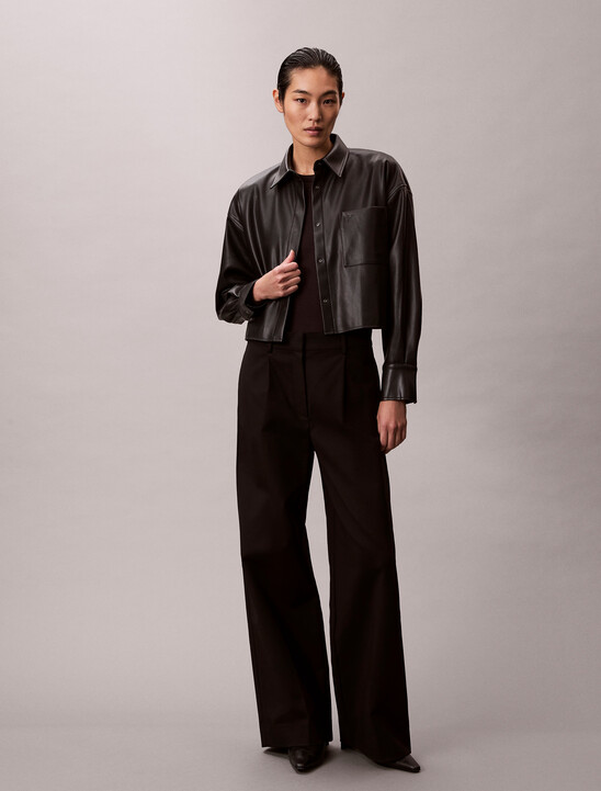 Faux Leather Cropped Shirt