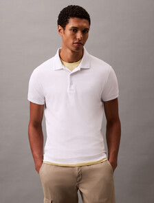 Embossed Monogram Tipped Polo, Brilliant White, hi-res