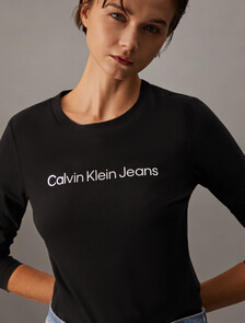 Shrunken Institutional Slim Long Sleeve Tee, Ck Black, hi-res