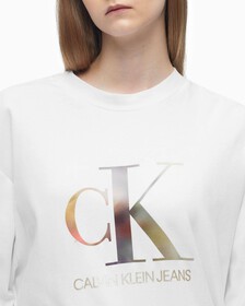SATIN MONOGRAM LONG SLEEVE TEE, Bright White, hi-res