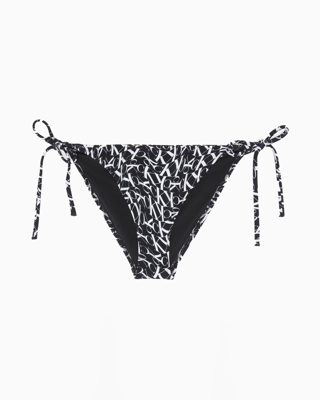 CK ONE WARPED MONOGRAM SIDE TIE STRING BIKINI, Ck One Warped Monogram Black Aop, hi-res