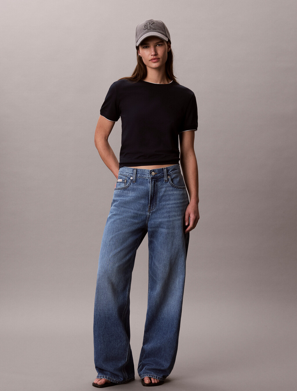 Contrast Trim Cotton Modal Tee, Dark Sapphire, hi-res