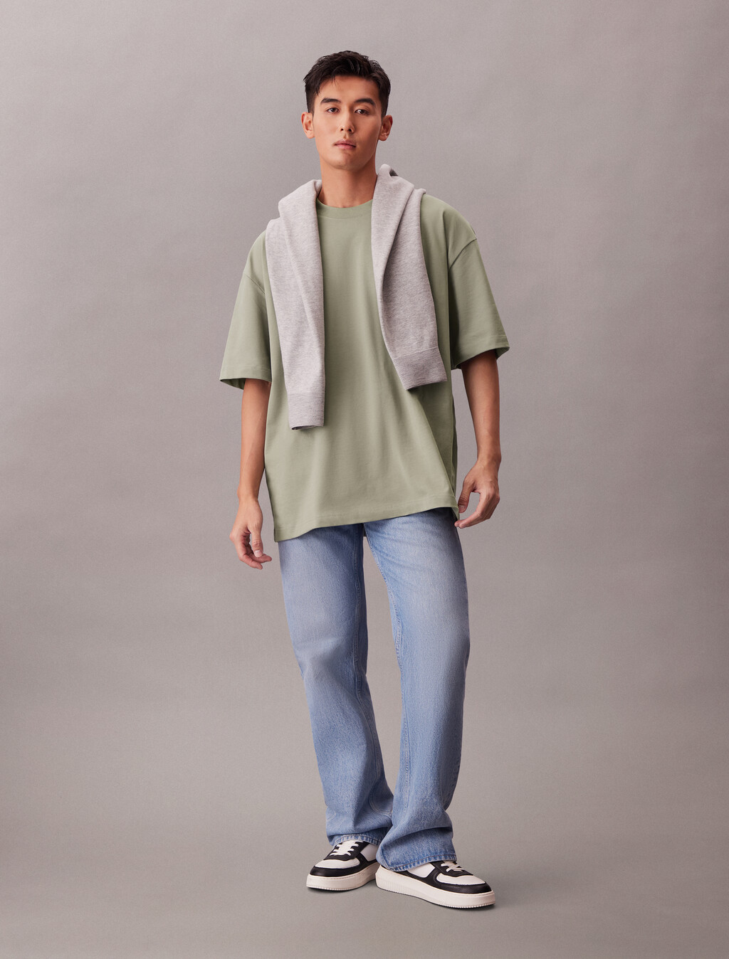 Oversized Embossed Monogram Tee, Shadow, hi-res