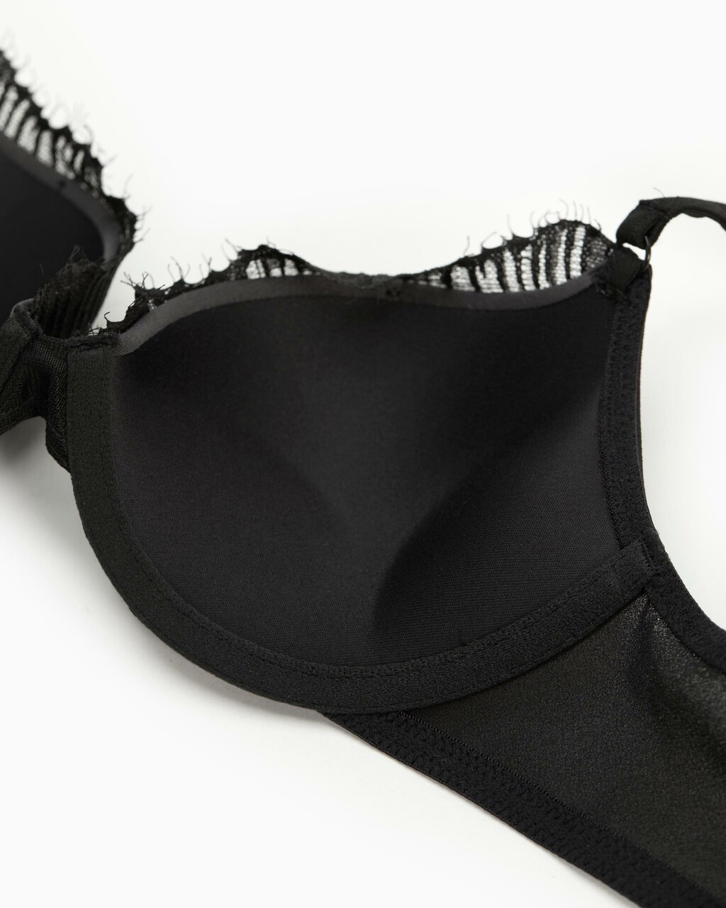CK BLACK LINEAR LACE PUSH UP PLUNGE BRA, Black, hi-res