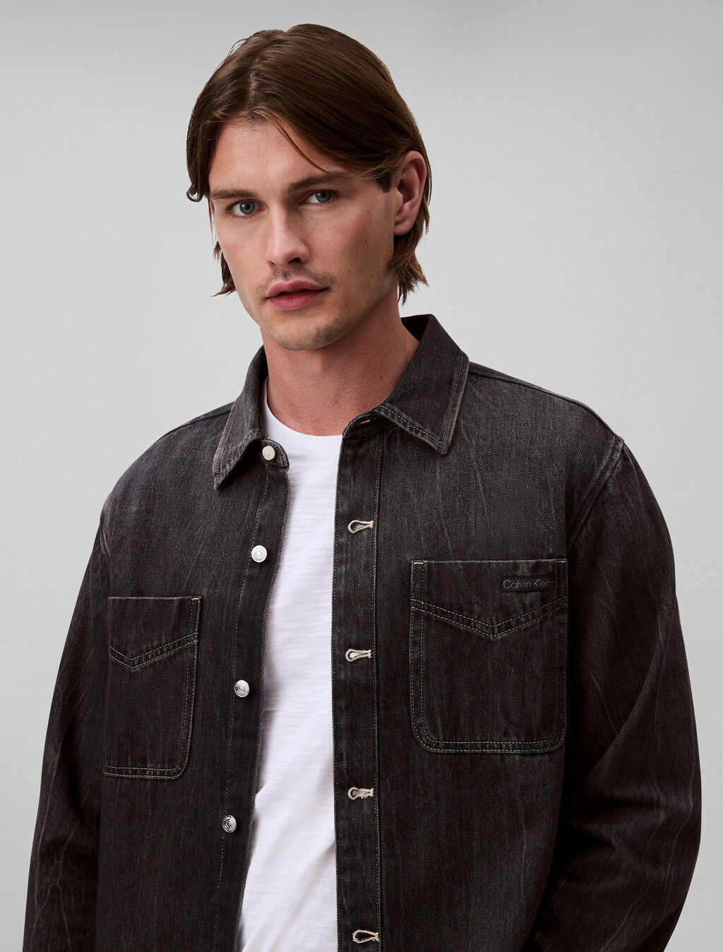 Black Fog Denim Overshirt, BLACK FOG, hi-res