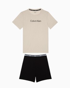 Boys Modern Cotton Pyjama Set, Beachbeige/W/Pvhblack, hi-res