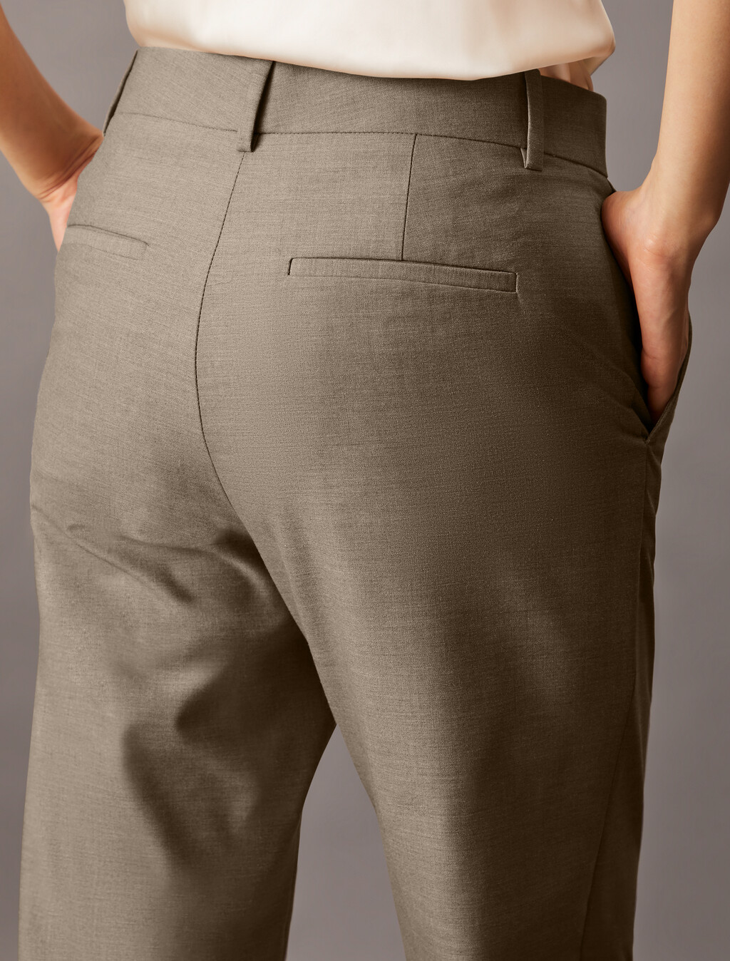 Refined Stretch Trousers, Driftwood Melange, hi-res
