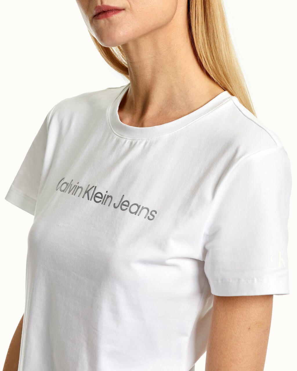 Shrunken Institutional Logo Tee, Bright White, hi-res
