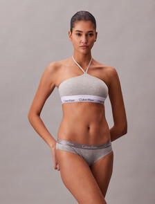 Lightly Lined Halter Bralette - Icon Cotton Modal, Grey Heather, hi-res