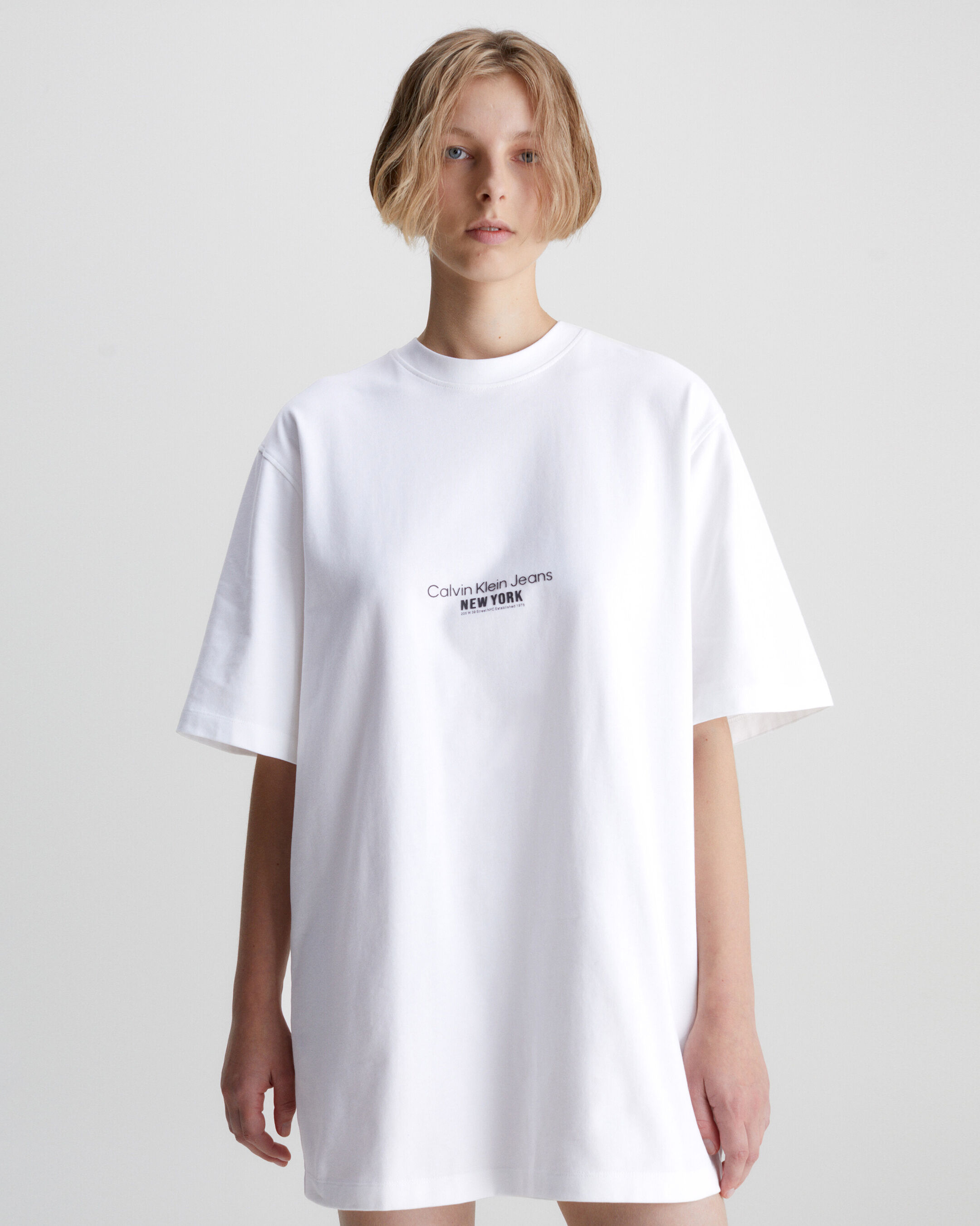 Embroidered T Shirt Dress white Calvin Klein Singapore