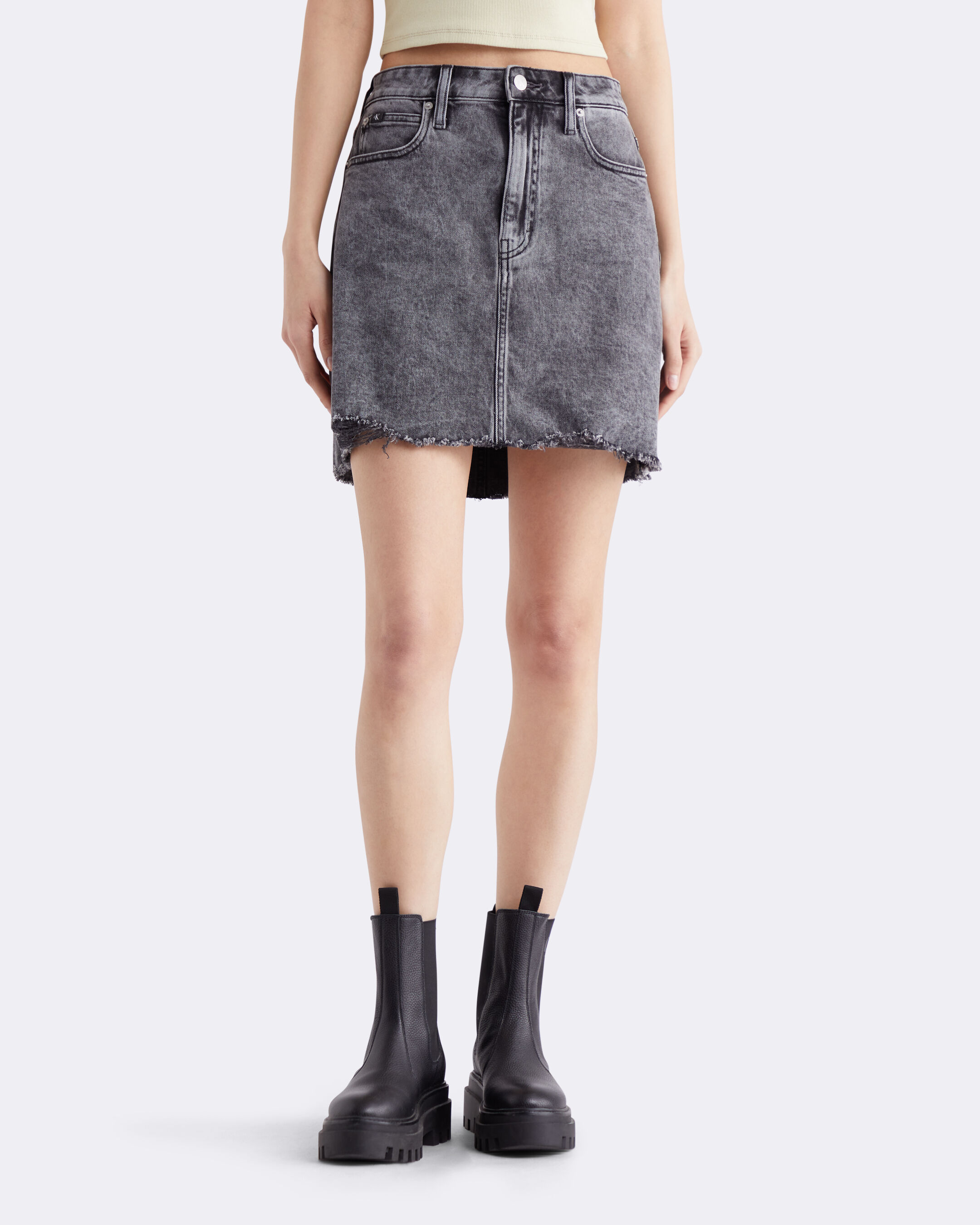 Frayed a line denim skirt shop