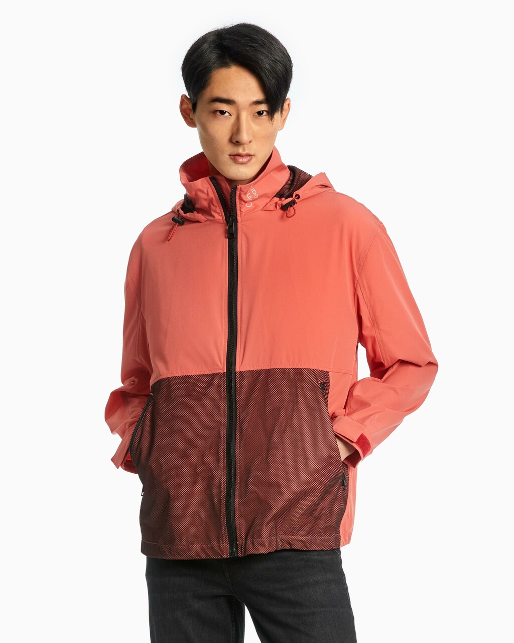 PACKABLE STACKED LOGO WINDBREAKER, Rhubarb Red, hi-res