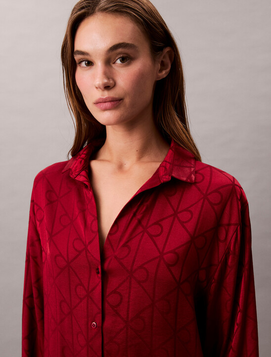 Satin Sheen Print Pyjama Shirt