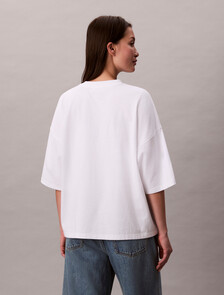 Woven Label Oversized Tee, Brilliant White, hi-res
