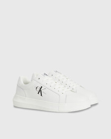 Leather Trainers, White/Black, hi-res