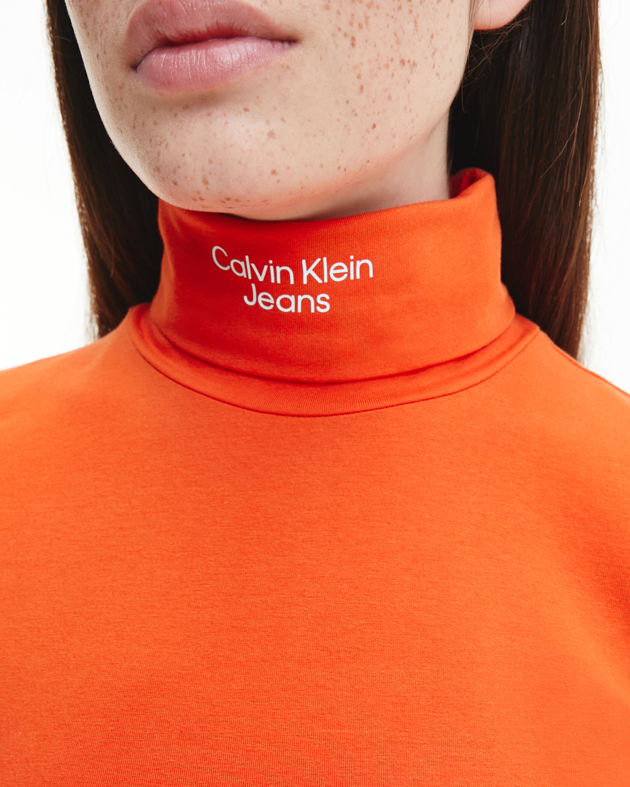 Stacked Long Sleeve Roll Neck Top orange Calvin Klein Singapore