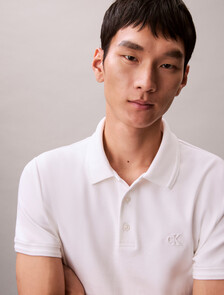 Luxe Tipped Slim Polo, Bright White, hi-res