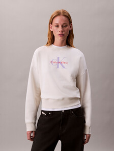 Monogram Relaxed Long Sleeve Sweatshirt, Tofu, hi-res