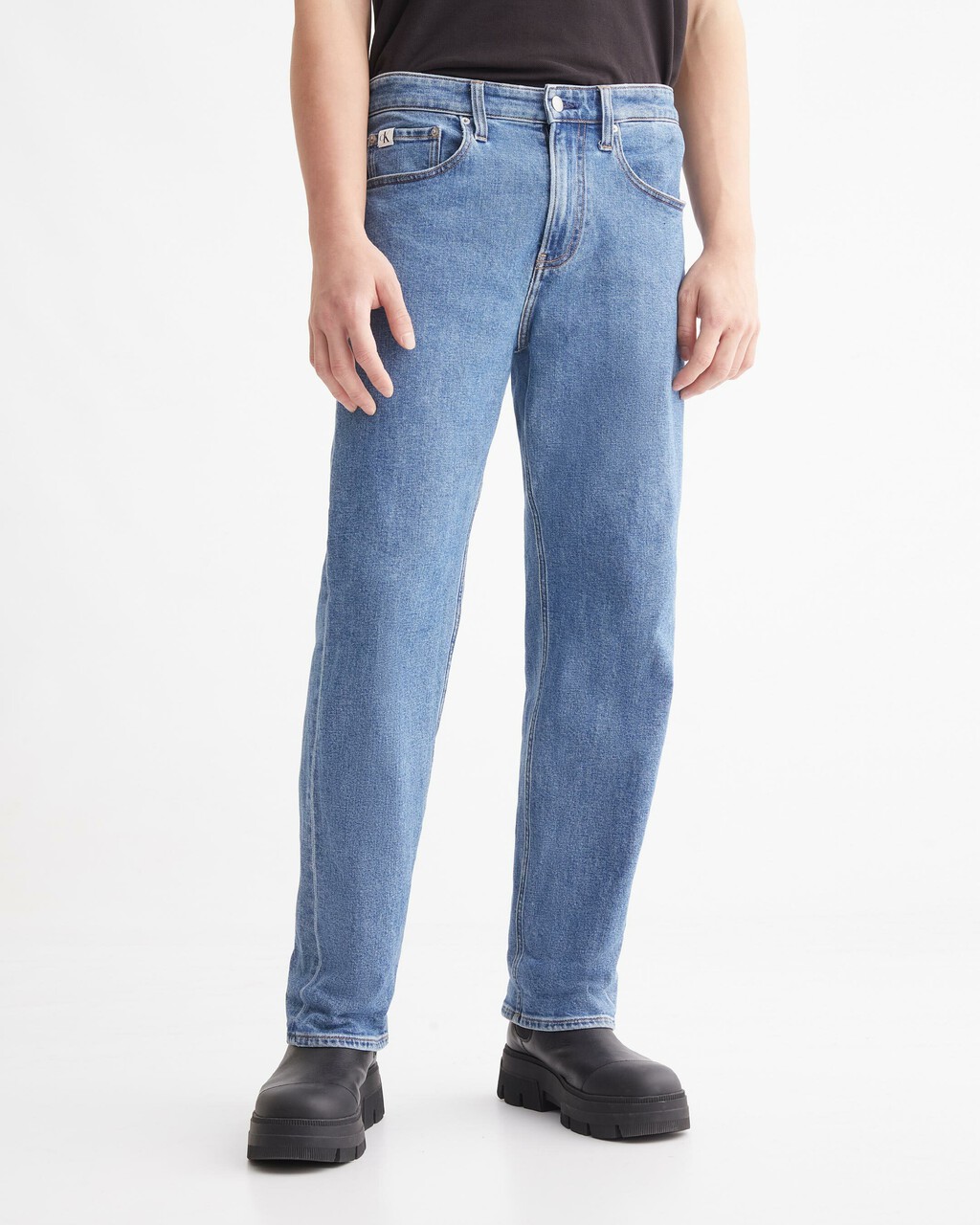 RECONSIDERED 90S STRAIGHT RECYCLED COTTON JEANS, Mid Blue, hi-res