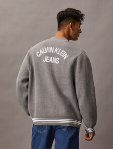 Varsity Knit Cardigan, B30 Grey Heather, hi-res