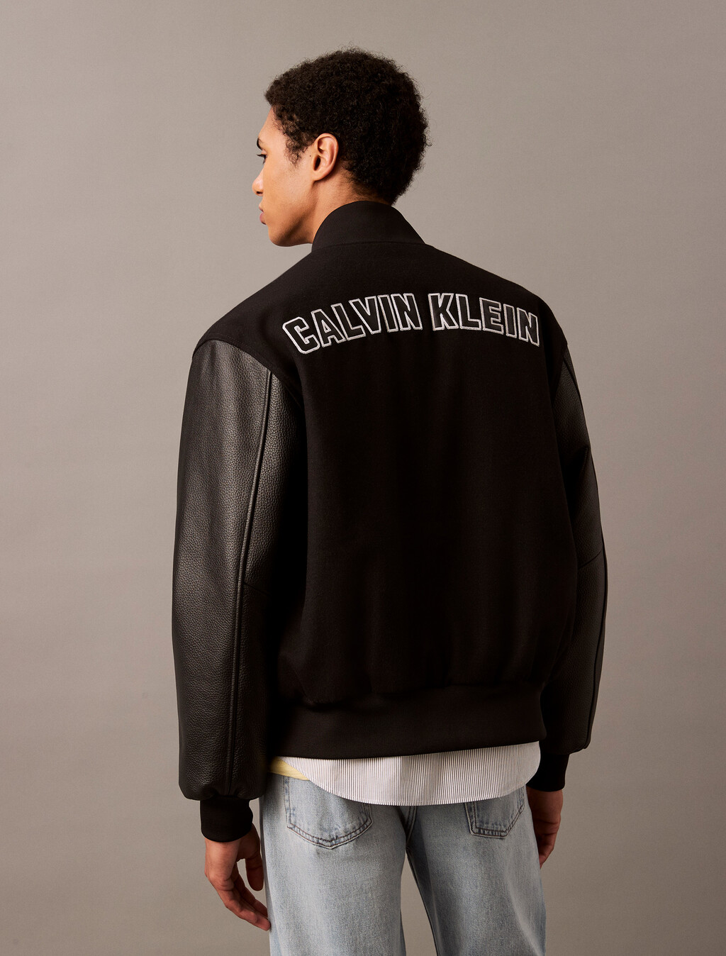 Varsity Bomber Jacket, Black, hi-res