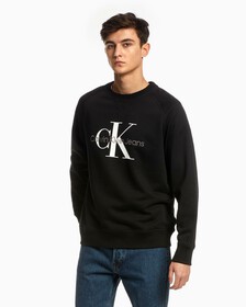 Organic Cotton Monogram Sweatshirt, Ck Black, hi-res