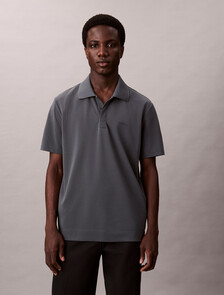 Cotton Blend Pique Polo Shirt, Harlem Night Blue, hi-res