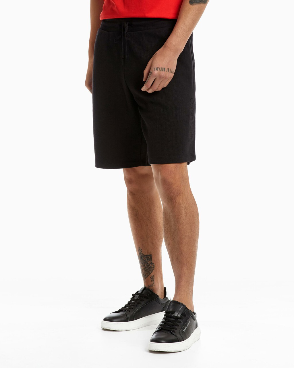 ATHLEISURE TWILL INTERLOCK PIPED SWEAT SHORTS, BLACK BEAUTY 00, hi-res