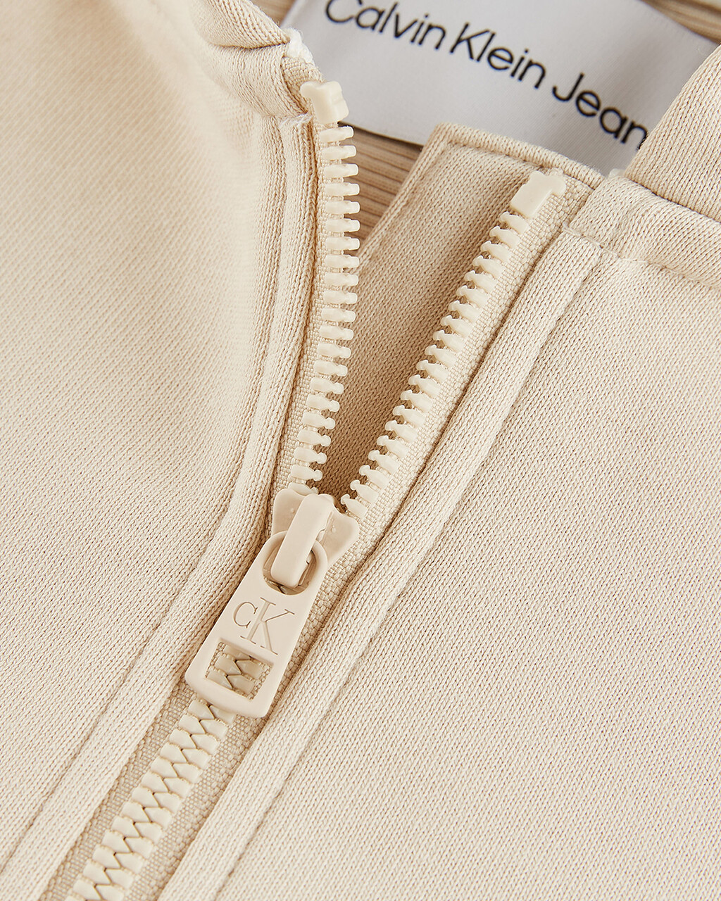 INFINITE COOL MONOGRAM CROPPED ZIP UP HOODIE, Classic Beige, hi-res