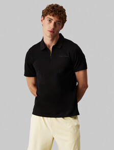 Essential Zip Polo, Black, hi-res