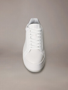 Leather Platform Trainers, Bright White/Silver, hi-res