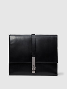Leather Messenger Bag, Black, hi-res