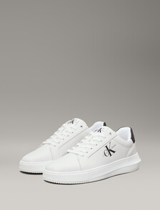 Leather Trainers, White/Black, hi-res