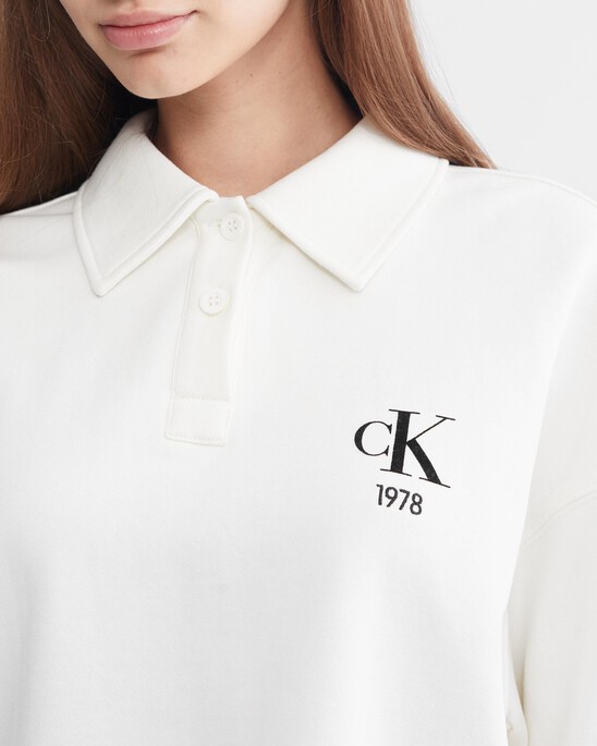 Varsity Polo Neck Pullover Sweatshirt
