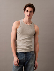 Cotton Stretch Sleep Tank Top, Grey Heather, hi-res
