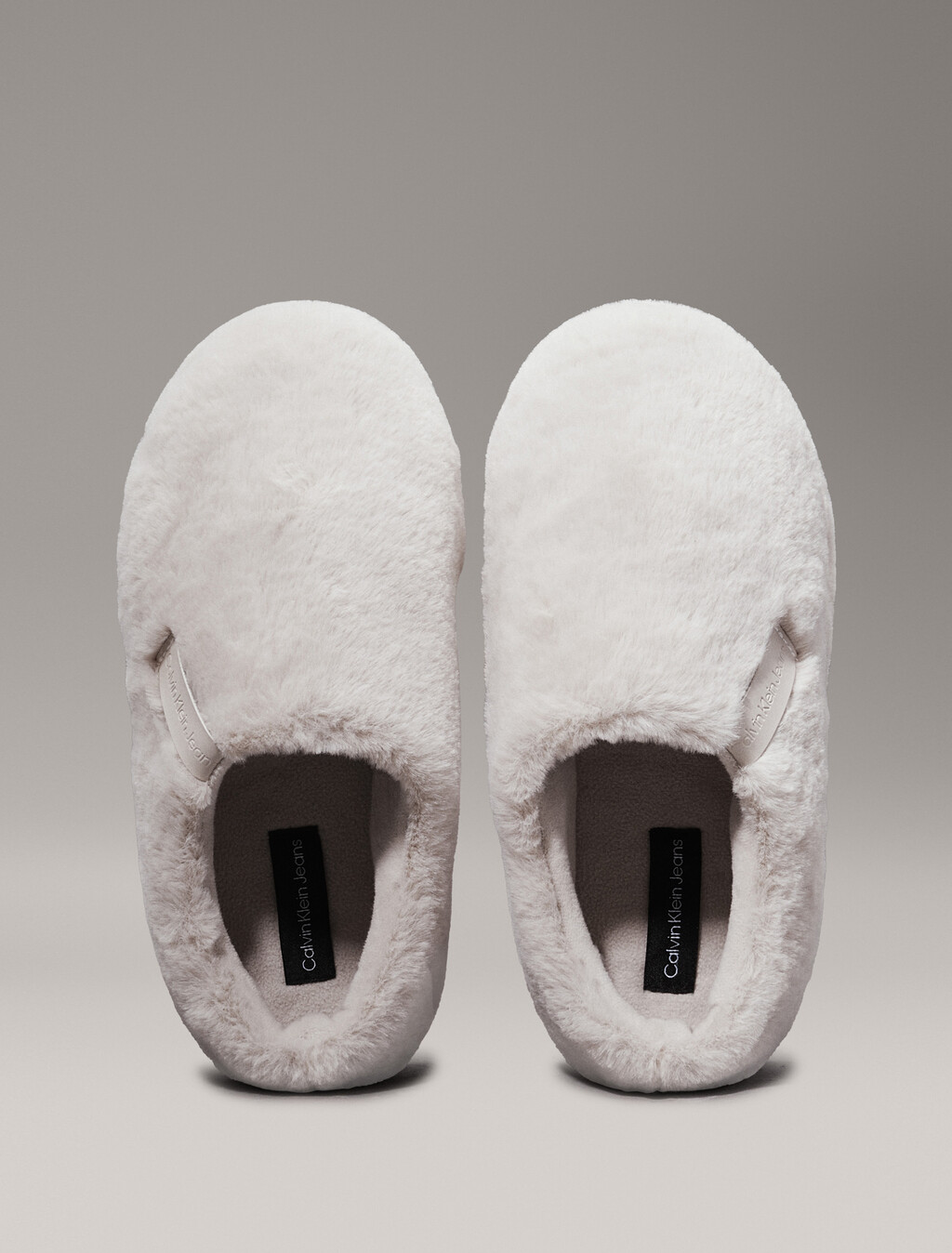 Faux Fur Slippers, Triple Eggshell, hi-res