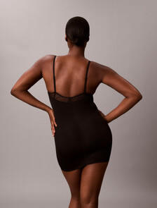 Lace Trim Slip, Black, hi-res