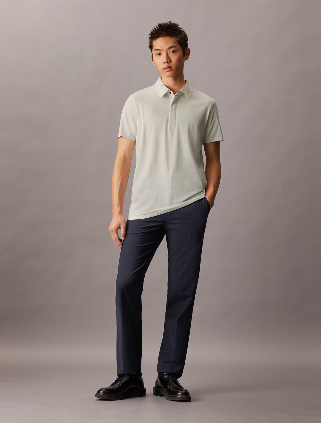 Double Mercerized Cotton Short Sleeve Polo, Vaporous Gray, hi-res