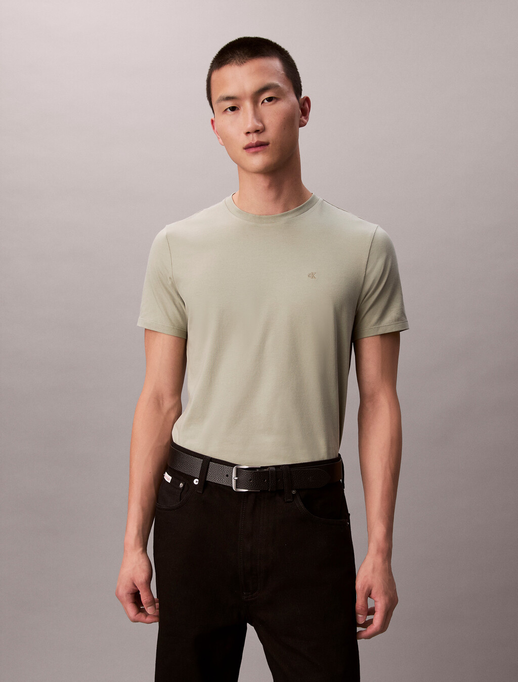 Stretch Cotton Slim Tee, Seagrass, hi-res