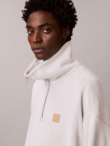 Brushed Rib 1/4 Zip Emblem Logo Sweatshirt, Chalk, hi-res