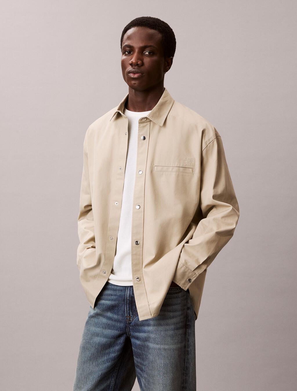 Oversized Workwear Shacket, Ancient Marble, hi-res