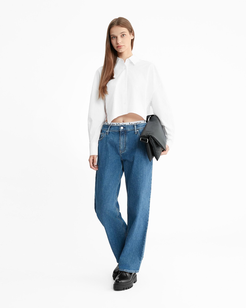 Cropped Shirt, Bright White, hi-res