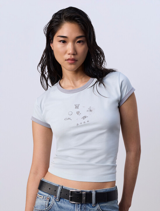 Jung Kook for Calvin Klein Icons Graphic Ringer Baby Tee