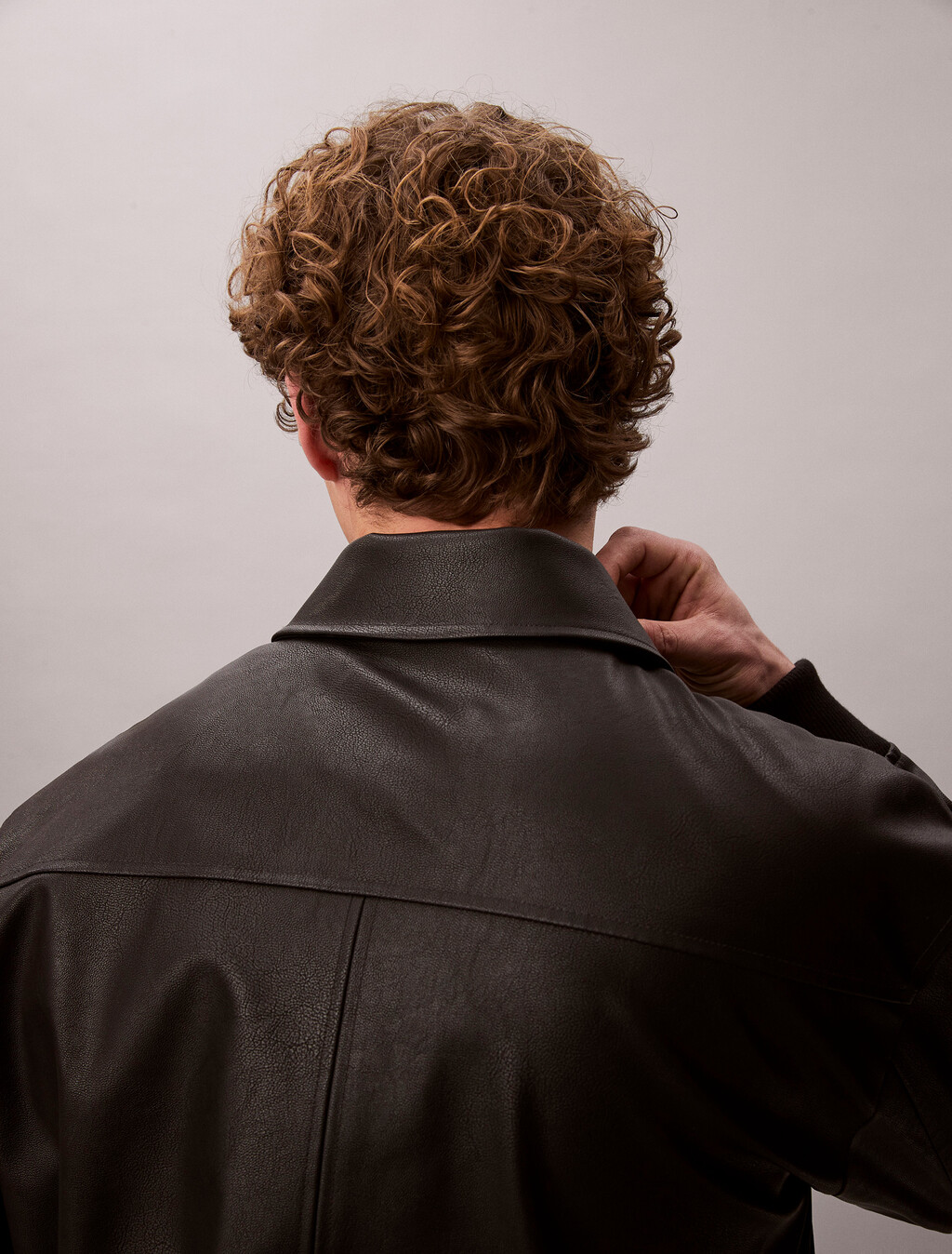 Faux Leather Bomber Jacket, Black, hi-res