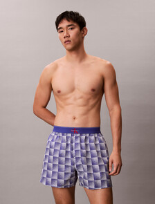 CK X Cotton Monogram Slim Boxer, PIXEL GRADIENT BLUE RIVER FOG, hi-res