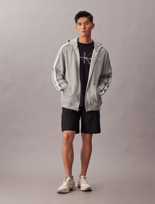 Cotton Blend French Terry Zip Hoodie, Medium Grey Heather, hi-res